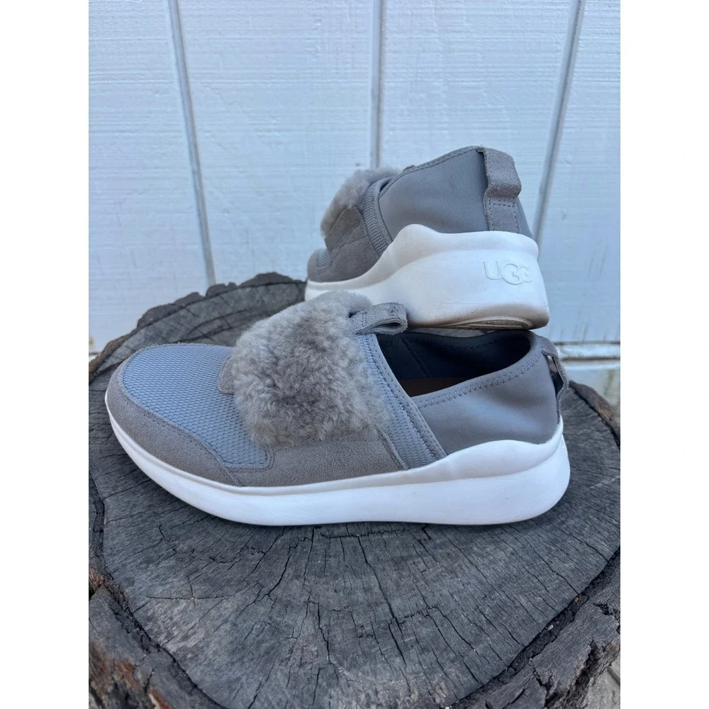UGG Women's Pico Shearling Slip-On Sneakers Gray Suede Mesh Size 6.5‎